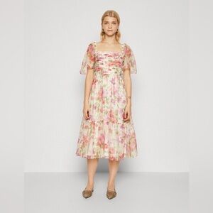 Abercrombie & Fitch 🍓 🌺 Emerson Angel Sleeve Floral Strawberry Midi Dress